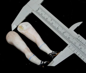 Antique large porcelain legs for all bisque mignonette doll 2-5/8" Kestner vtg - Picture 1 of 7
