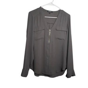 Express Bluse Damen Small V-Ausschnitt Popover Langarm Karriere Oberteil Shirt - Bild 1 von 9