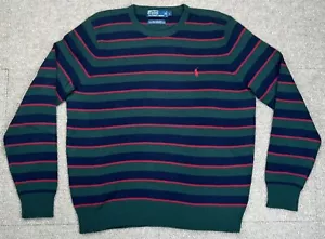 Polo by Ralph Lauren Vintage Striped Italian Yarn 100% Lambs Wool Sweater Size L - Picture 1 of 10