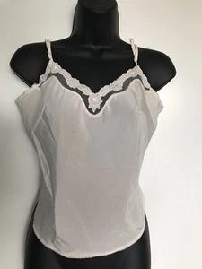 MAIDENFORM Camicia Lumiere Satin NOS Vintage anni 80 CAMI TANK Top Pizzo Tg 34 ILGWU USA - Foto 1 di 8