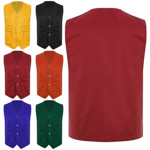 Unisex Kids Vest Child Waistcoat Button Uniform V-neck Costume Junior Jacket - Picture 1 of 57