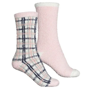 Bearpaw Women's 2 Pack Cozy Socks Silver Pink 9-11 - Picture 1 of 1