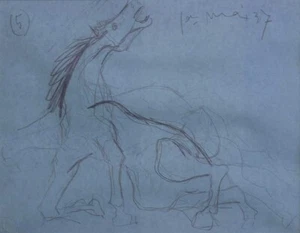 Pablo Picasso Litografía Guernica Caballo Estudio con Marco - Imagen 1 de 10
