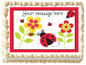 Marienkäfer Marienkäfer Party Bild Essbar Tortenaufleger - Bild 1 von 11