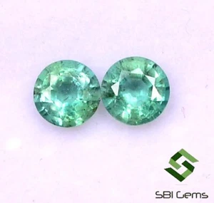 Par de piedras preciosas sueltas facetadas facetadas esmeralda natural certificadas de corte redondo 4 mm 0,62 CTS - Imagen 1 de 4