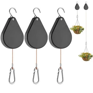 Retractable Plant Hanger Adjustable Plant Pulley for Hanging Pots 3 Pack - Picture 1 of 7