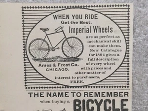 Imperial Wheels Bicycle Dayton Ohio Victorian Print Ad 1894 1890s D1 - Picture 1 of 2