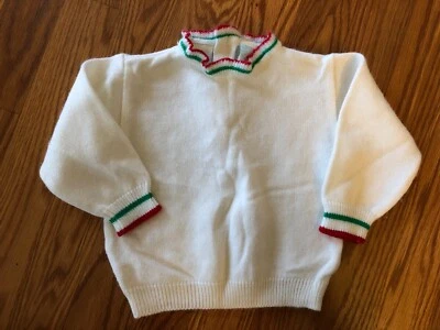 Suéter Vintage Bright Future Blanco/Rojo Verde Ribete Bebé Niñas Talla 12 Mo. Foto 1 de 4