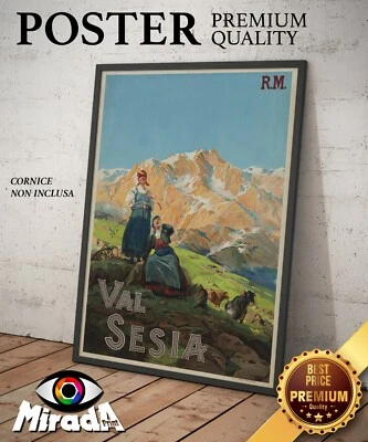 copia autore POSTER locandina vintage VAL SESIA Vercelli Piemonte valle Varallo