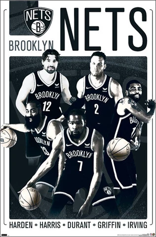 BROOKLYN NETS SUPERSTARS 22x34 WALL POSTER - Kevin Durant, Harden, Kyrie, Blake+ Cover