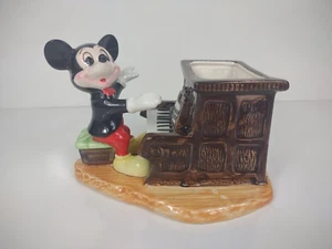 Vintage Disney Mickey Mouse Planter Playing Piano Japan Ceramic statue figurine - Picture 1 of 13