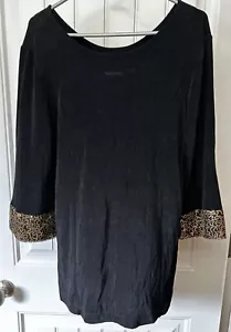 CHICO’S TRAVELERS Size 2 / Large Black Ornate Sequined 3/4 Sleeve Blouse NEW - Picture 1 of 3