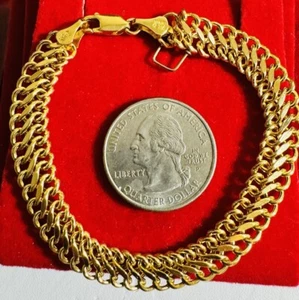 18K 18C 750 Real Dubai Gold 7.5” Long Women’s Infinity Love Bracelet 7.9g 9mm - Picture 1 of 24