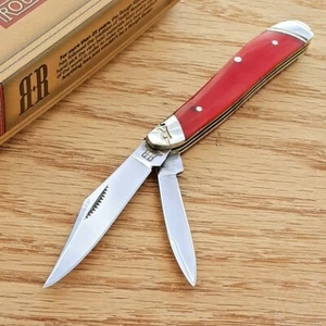 Rough Ryder Peanut Pocket Knife Stainless Steel Blades Red Smooth Bone Handle - Picture 1 of 12