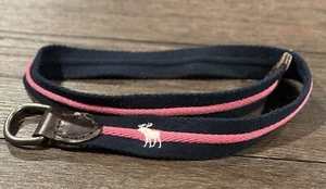 Abercrombie & Fitch Mens Belt reversible Fabric Pink Blue Adjustable Y2K Sz S - Picture 1 of 2