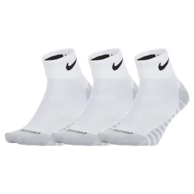 (3 Pairs) Nike DRY Training Lightweight Quarter Socks White Youth / Women US 4-6 - Image 1 of 4