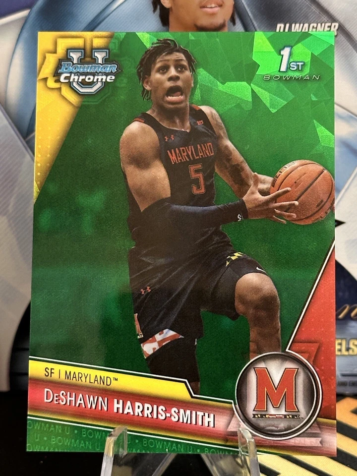 DeShawn Harris-Smith 2023-24 Bowman Chrome U Sapphire Green #/99  1st Maryland - Image 1 of 2