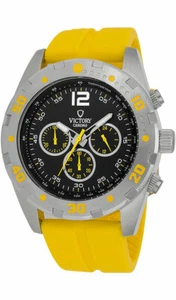 Victory V-Conquest Japanese Quartz Black Dial Men's Watch | Yellow Band - Picture 1 of 1