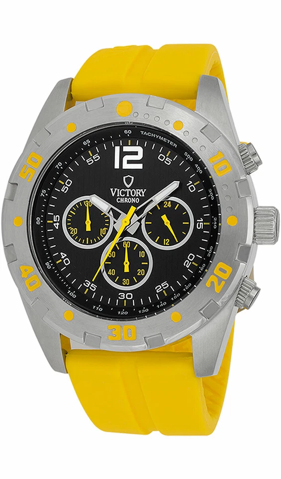 Victory V-Conquest Japanese Quartz Black Dial Men's Watch | Yellow Band - Image 1 of 1