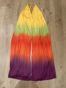 NWT Free People X House of Aama Sunette Maxi Dress Women’s Large Canary Combo - Picture 1 of 7