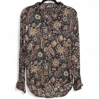 Reunion Menswear Vintage Size S Abstract Print Rayon Shirt Small Button Down - Image 1 of 4