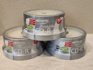 3 Memorex CD-R 30pk. Printable 52x 700mb 80min Sealed - Picture 1 of 6