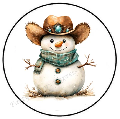 PARTY FAVORS EXPRESS CHRISTMAS SNOWMAN COWBOY WESTERN ENVELOPE SEALS LABELS STICKERS PARTY FAVORS