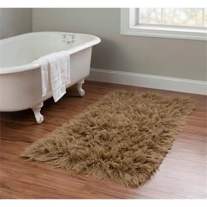 Linon New Flokati Hand Woven Wool 2'4"x4'3" Rug in Mushroom Brown - Picture 1 of 5