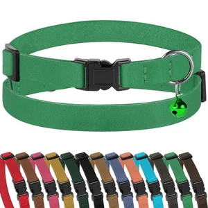 Breakaway Cat Collar Leather Soft Adjustable Pet Kitten Collars with Bell Pin... - Picture 1 of 9