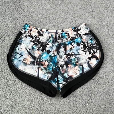 Shorts de corrida feminino Roxy médio multicolorido floral cordão elástico atlético - Imagem 1 de 4