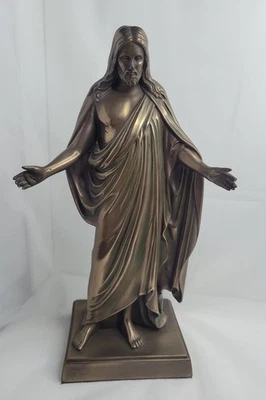 Jesus Christ Messiah Open Arms Resin Bronze Statue 10.5 " - Image 1 of 4