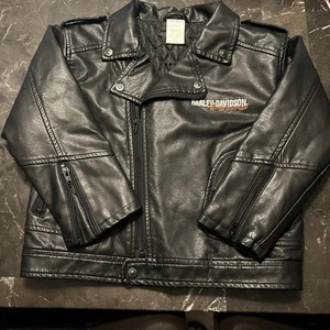 Harley-Davidson Little Boys' Upwing Eagle Biker Pleather Jacket Black Size 6 - Picture 1 of 6