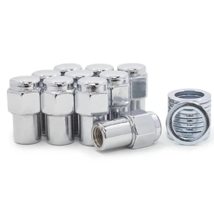 10 Lug Nuts 12x1.5 Chrome Flat Top Mag .75 Shank Standard Washers - Picture 1 of 3