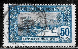 HICK GIRL-USED FRENCH GUADELOUPE STAMP   SC#75  1922  LA SOUFRIERE    L742 - Picture 1 of 2