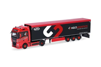HERPA, MAN TGX GX 4x2 con rimorchio a 3 assi HELO-LOGISTIK, 1/87,  HER319324 - Immagine 1 di 4