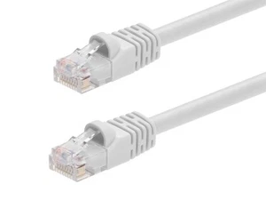 Cat5e Ethernet Network Patch Cable RJ45 350Mhz UTP Bare Copper 24AWG 0.5ft White - Picture 1 of 6