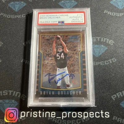 Brian Urlacher 2000 Bowman Chrome #178 Signed Rookie RC w/ HOF 18 PSA 10 Auto A - Image 1 of 2