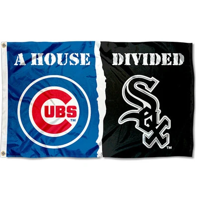 Chicago White Sox vs. Chicago Cubs House Divided Rivalry Flag - Image 1 of 4