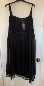 Joanna Hope Vintage Strappy Midi Little Black Party Dress Tie Plus Size 30 - Picture 1 of 9