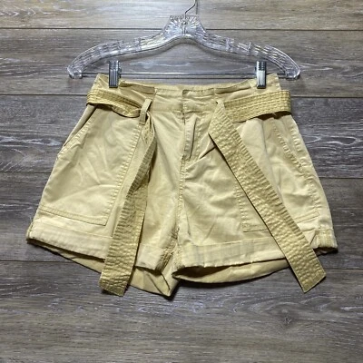 Vanilla Star Shorts Size 3 Juniors Gold Yellow Mom Cuffed Belted Women’s - Image 1 of 4
