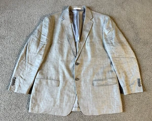 Calvin Klein Men's 100% Linen Gray Sport Coat Blazer - Size 46R Slim Fit - Picture 1 of 5