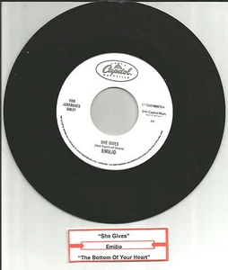 EMILIO She Gives / Bottom your Heart JUKEBOXES ONLY 7 INCH Vinyl w/ TITLE STRIP - Picture 1 of 1