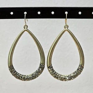 Kenneth Cole Teardrop Dangle Bronze Marcasite Rhinestone Hook Pierced Earrings - Picture 1 of 15