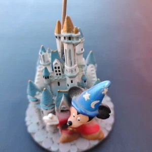 Disney Castle With Fantasia Mickey Mouse & Tinkerbell Figurine Photo Note Holder - Picture 1 of 10