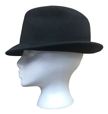 Men's Broner Black Trilby Hat Cap 100% Wool Made in USA Size Small (6 7/8 - 7) - Image 1 of 4