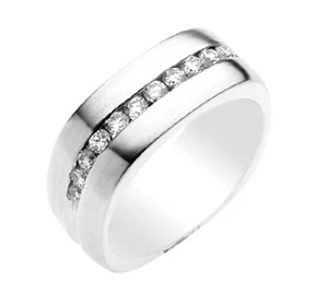 Brilliant Round Cut Diamond 14k Solid White Gold 1.25 Carat Men's Ring - Picture 1 of 1