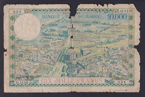Billet Maroc 10000 Francs 1955 P 50 MB / F - Picture 1 of 2