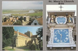 RYE, ST MARY'S CHURCH, Sussex - Vintage POSTCARD - Foto 1 di 2