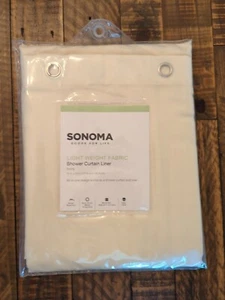 New Sealed Sonoma Ivory Fabric Shower Curtain Liner Off White All-In-One - Picture 1 of 3