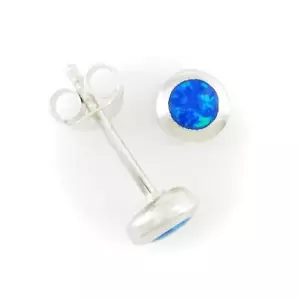 Orecchini Post ""Bottone"" Opale 5 mm in SOLIDO Argento Sterling 925 - NUOVI! - Foto 1 di 5